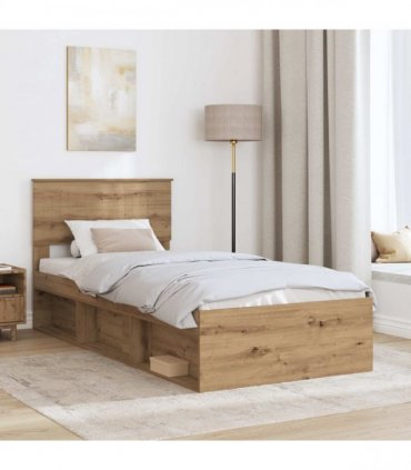 vidaXL Bed Frame Artisian Oak 90 x 190 cm Solid Pine Wood