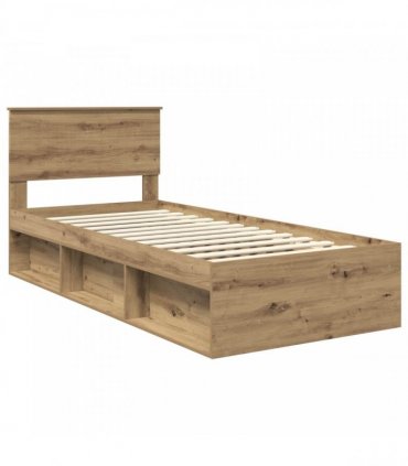 vidaXL Bed Frame Artisian Oak 90 x 190 cm Solid Pine Wood