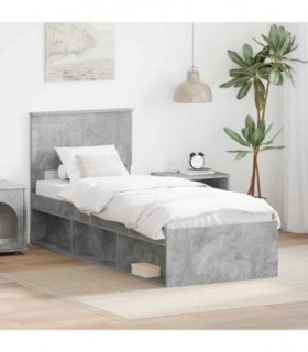vidaXL Bed Frame Concerte Grey 75 x 190 cm Solid Pine Wood