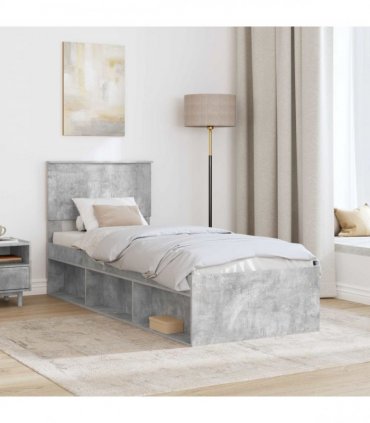 vidaXL Bed Frame Concerte Grey 75 x 190 cm Solid Pine Wood