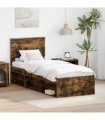 vidaXL Bed Frame with Headboard Smoked Oak 75 x 190 cm Solid Pine Wood