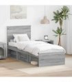 vidaXL Bed Frame Grey Sonoma 75 x 190 cm Solid Pine Wood