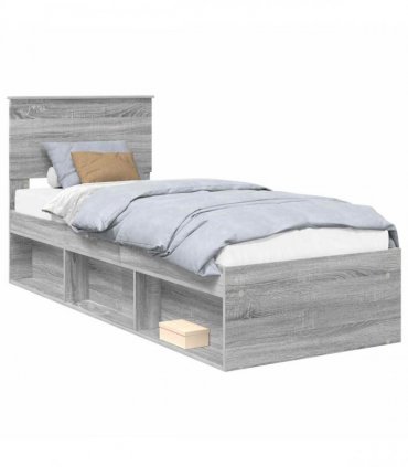 vidaXL Bed Frame Grey Sonoma 75 x 190 cm Solid Pine Wood