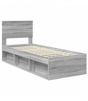 vidaXL Bed Frame Grey Sonoma 75 x 190 cm Solid Pine Wood