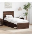vidaXL Bed Frame with Headboard Brown Oak 75 x 190 cm Solid Pine Wood