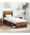 vidaXL Bed Frame with Headboard Old Wood 75 x 190 cm Solid Pine Wood