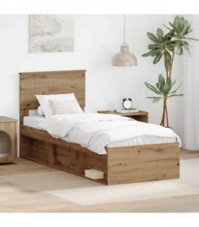 vidaXL Bed Frame Artisian Oak 75 x 190 cm Solid Pine Wood