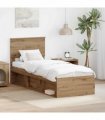 vidaXL Bed Frame Artisian Oak 75 x 190 cm Solid Pine Wood