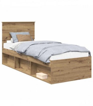 vidaXL Bed Frame Artisian Oak 75 x 190 cm Solid Pine Wood