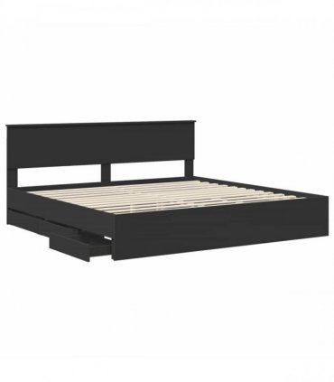 vidaXL Bed Frame with Drawer Black 200 x 200 cm Engineer Wood