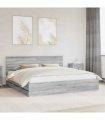 vidaXL Bed Frame with Drawer Grey Sonoma 200 x 200 cm Engineer Wood