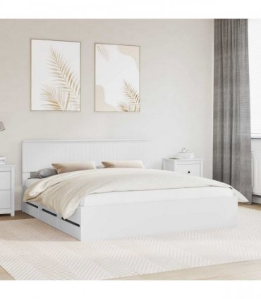 vidaXL Bed Frame with Drawer White 180 x 200 cm Engineer Wood