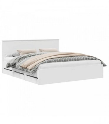 vidaXL Bed Frame with Drawer White 180 x 200 cm Engineer Wood