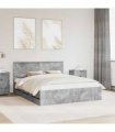 vidaXL Bed Frame with Drawer Concrete Grey 160 x 200 cm Engineer Wood