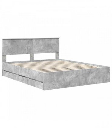 vidaXL Bed Frame with Drawer Concrete Grey 160 x 200 cm Engineer Wood