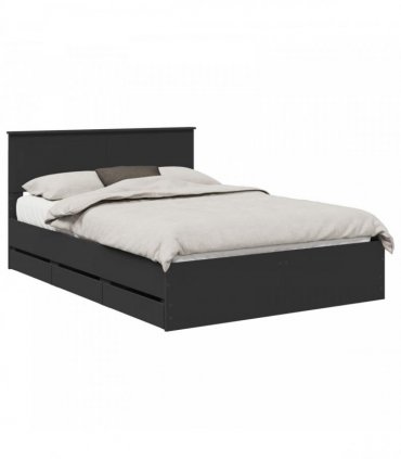 vidaXL Bed Frame with Drawer Black 140 x 200 cm Engineer Wood