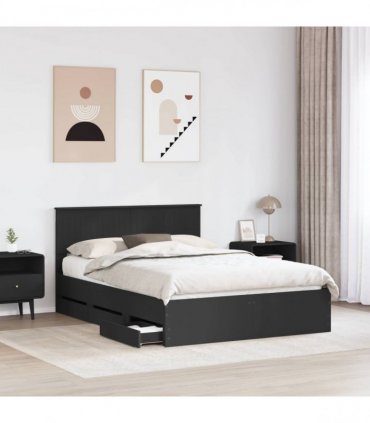 vidaXL Bed Frame with Drawer Black 140 x 190 cm Engineer Wood