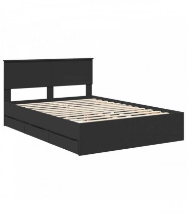 vidaXL Bed Frame with Drawer Black 140 x 190 cm Engineer Wood