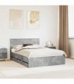 vidaXL Bed Frame with Drawer Concrete Grey 140 x 190 cm Engineer Wood
