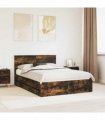 vidaXL Bed Frame with Drawer Smoked Oak 135 x 190 cm Engineer Wood