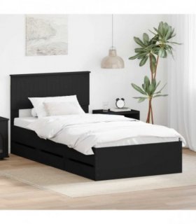 vidaXL Bed Frame with Drawer Black 100 x 200 cm Engineer Wood