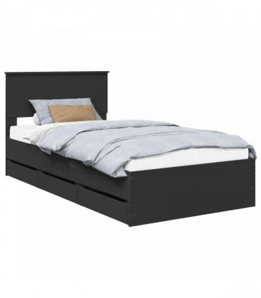 vidaXL Bed Frame with Drawer Black 100 x 200 cm Engineer Wood