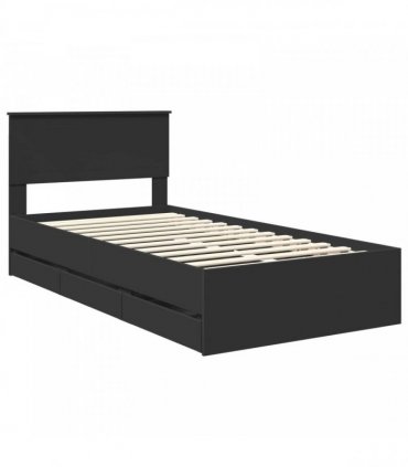 vidaXL Bed Frame with Drawer Black 100 x 200 cm Engineer Wood