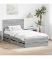 vidaXL Bed Frame with Drawer Grey Sonoma 100 x 200 cm Engineer Wood