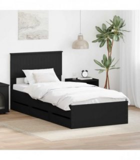 vidaXL Bed Frame with Drawer Black 90 x 200 cm Engineer Wood