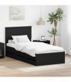 vidaXL Bed Frame with Drawer Black 90 x 200 cm Engineer Wood