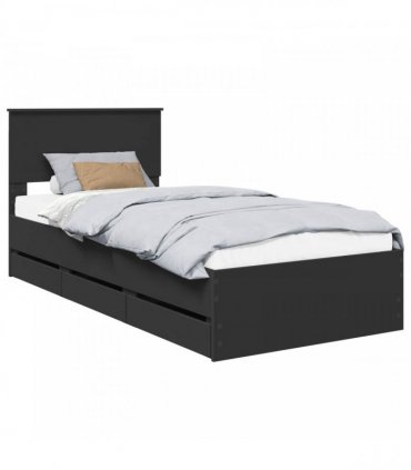 vidaXL Bed Frame with Drawer Black 90 x 200 cm Engineer Wood