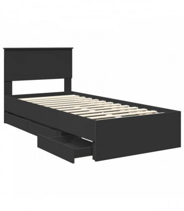 vidaXL Bed Frame with Drawer Black 90 x 200 cm Engineer Wood