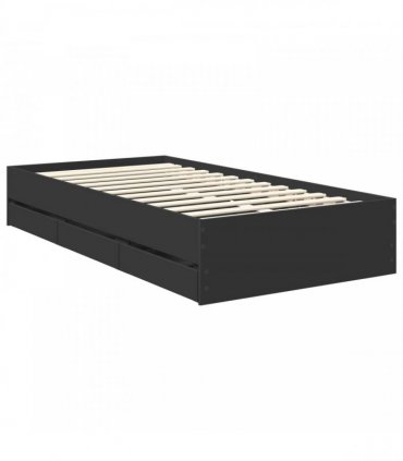 vidaXL Bed Frame with Drawer Black 90 x 200 cm Engineer Wood