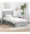 vidaXL Bed Frame with Drawer Concrete Grey 90 x 200 cm Engineer Wood