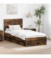vidaXL Bed Frame with Drawer Smoked Oak 90 x 200 cm Engineer Wood