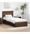 vidaXL Bed Frame with Drawer Brown Oak 90 x 190 cm Engineer Wood