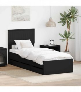 vidaXL Bed Frame with Drawer Black 75 x 190 cm Engineer Wood