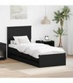 vidaXL Bed Frame with Drawer Black 75 x 190 cm Engineer Wood