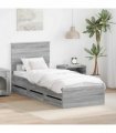 vidaXL Bed Frame with Drawer Grey Sonoma 75 x 190 cm Engineer Wood