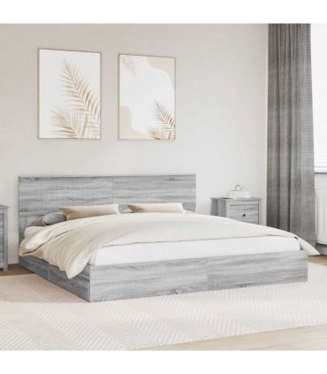 vidaXL Storage Bed Adjustable Grey Sonoma 200 x 200 cm Engineered Wood