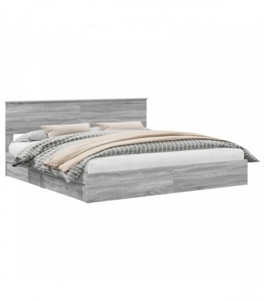 vidaXL Storage Bed Adjustable Grey Sonoma 200 x 200 cm Engineered Wood
