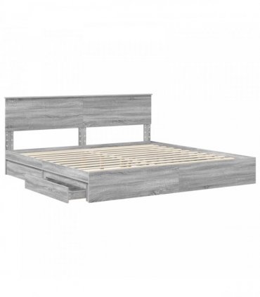 vidaXL Storage Bed Adjustable Grey Sonoma 200 x 200 cm Engineered Wood