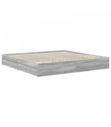 vidaXL Storage Bed Adjustable Grey Sonoma 200 x 200 cm Engineered Wood