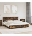 vidaXL Storage Bed with Drawer Smoked Oak 180 x 200 cm Engineered Wood