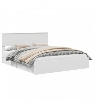 vidaXL Storage Bed with Drawer White 160 x 200 cm Engineered Wood