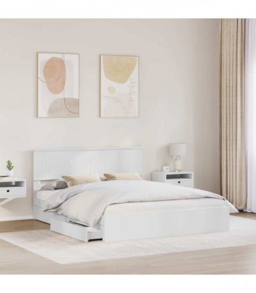 vidaXL Storage Bed with Drawer White 160 x 200 cm Engineered Wood