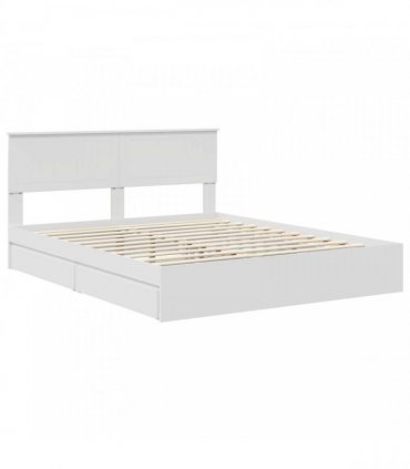 vidaXL Storage Bed with Drawer White 160 x 200 cm Engineered Wood