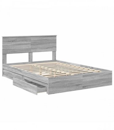 vidaXL Storage Bed Adjustable Grey Sonoma 140 x 200 cm Engineered Wood