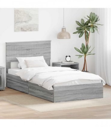 vidaXL Storage Bed Adjustable Grey Sonoma 100 x 200 cm Engineered Wood