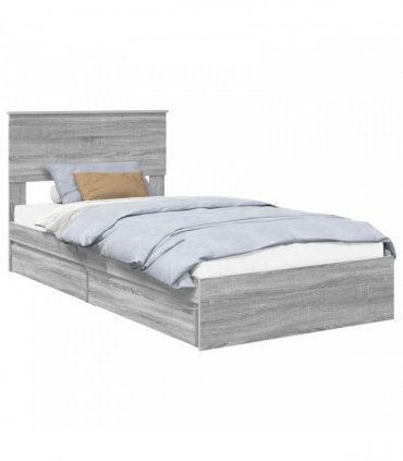 vidaXL Storage Bed Adjustable Grey Sonoma 100 x 200 cm Engineered Wood